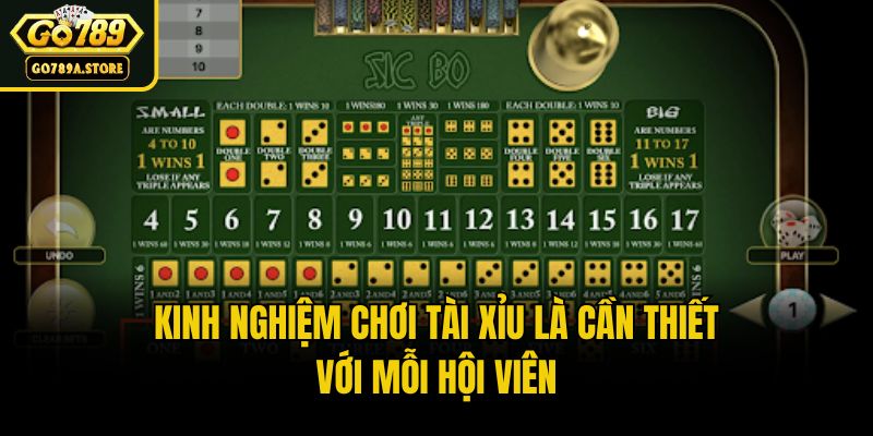 Kinh nghiệm chơi tài xỉu là cần thiết với mỗi hội viên
